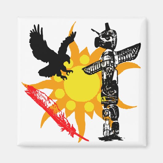 Eagle, Eagle Totem, & Feather ontwerp Magneet (Voorkant)