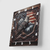 Eagle embleem met Amerikaanse vlag ontwerp Vierkante Klok (Hoek)