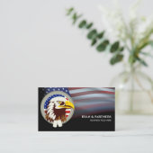 Eagle Embleem met USA vlag achtergrond op zwart Visitekaartje (Staand voorkant)