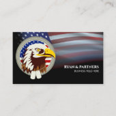 Eagle Embleem met USA vlag achtergrond op zwart Visitekaartje (Voorkant)