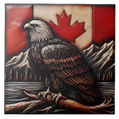 Eagle embleem op Canadese vlag met bergen Tegeltje (Voorkant)