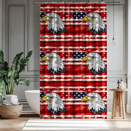 Eagle Emblem Curtain Bold Patriotic Bath Design Douchegordijn