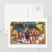 Eagle Emblem Holding Fireworks, Flag-Shield Briefkaart (Voorkant / Achterkant)