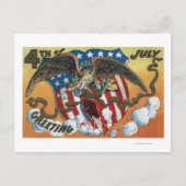Eagle Emblem Holding Fireworks, Flag-Shield Briefkaart (Voorkant)