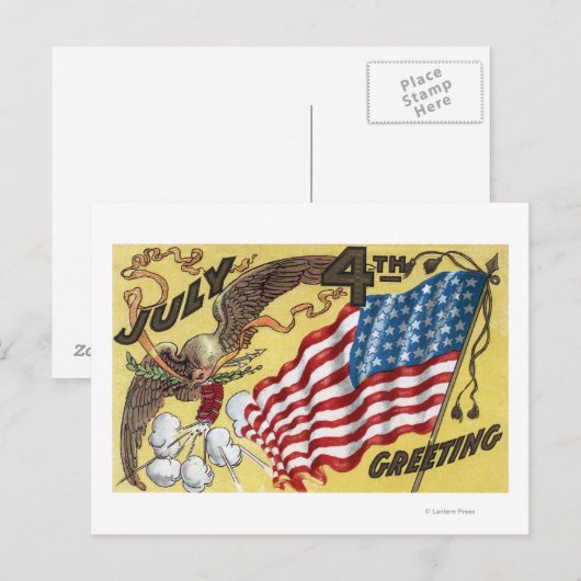 Eagle Emblem Holding Fireworks, vlag Briefkaart (Voorkant / Achterkant)