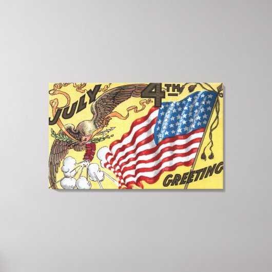 Eagle Emblem Holding Fireworks, vlag Canvas Afdruk (Voorkant)