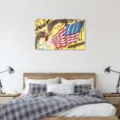 Eagle Emblem Holding Fireworks, vlag Canvas Afdruk (Insitu (Slaapkamer))