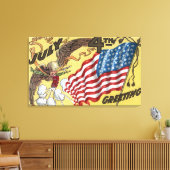 Eagle Emblem Holding Fireworks, vlag Canvas Afdruk (Insitu (Woonkamer))
