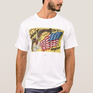 Eagle Emblem Holding Fireworks, vlag T-shirt