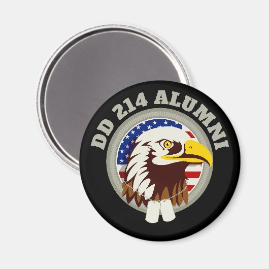 Eagle Emblem USA Flag | DD 214 Alumni Magneet (Voorkant / Achterkant)