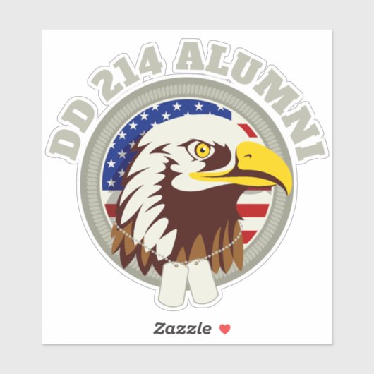 Eagle Emblem USA Flag | DD 214 Alumni Vinyl Sticker (Vel)