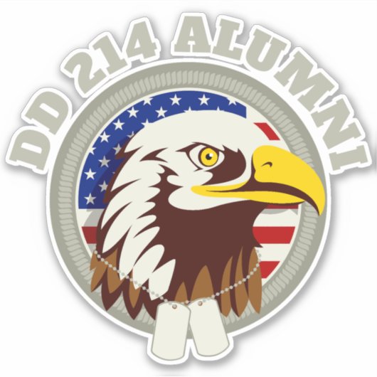 Eagle Emblem USA Flag | DD 214 Alumni Vinyl Sticker (Voorkant)