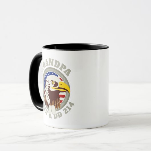 Eagle Emblem USA Flag | Opa DD 214 zwart Mok (Voorkant links)