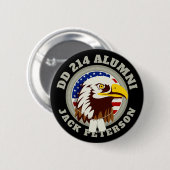 Eagle Emblem USA Vlag | DD 214 Alumni monogram Ronde Button 5,7 Cm (Voorkant /achterkant)