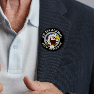 Eagle Emblem USA Vlag   DD 214 Alumni monogram Ronde Button 5,7 Cm