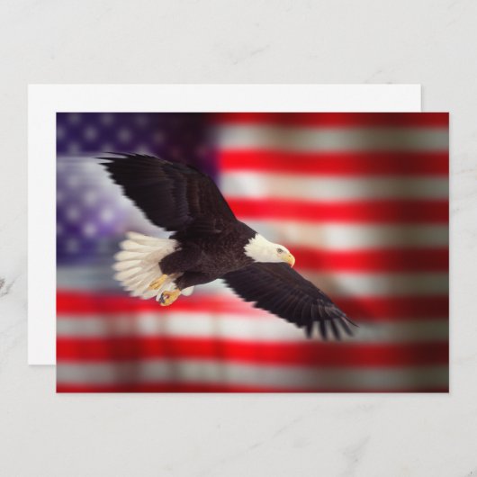 Eagle en American Flag Invitation Kaart (Voorkant / Achterkant)