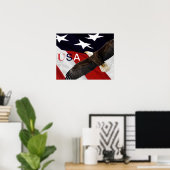 Eagle en American Flag USA Poster (Thuiskantoor)
