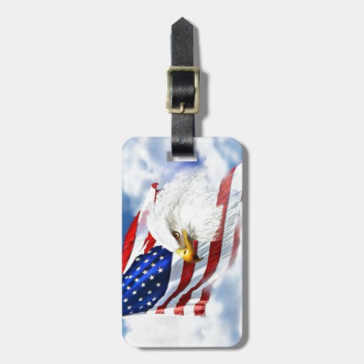 Eagle en Amerikaanse vlag Bagagelabel (Voorkant verticaal)