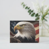 Eagle en Amerikaanse vlag Briefkaart (Staand voorkant)