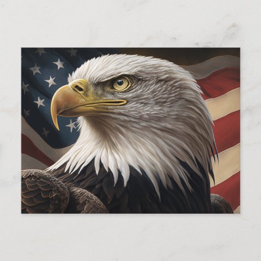 Eagle en Amerikaanse vlag Briefkaart (Voorkant)