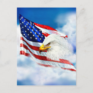 Eagle en Amerikaanse vlag Briefkaart