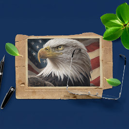 Eagle en Amerikaanse vlag Briefkaart
