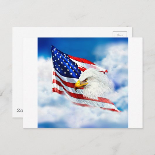 Eagle en Amerikaanse vlag Briefkaart (Voorkant / Achterkant)
