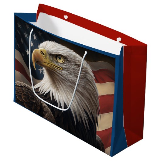 Eagle en Amerikaanse vlag Groot Cadeauzakje (Voorkant Gekanteld)