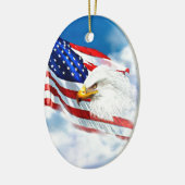 Eagle en Amerikaanse vlag Keramisch Ornament (Links)
