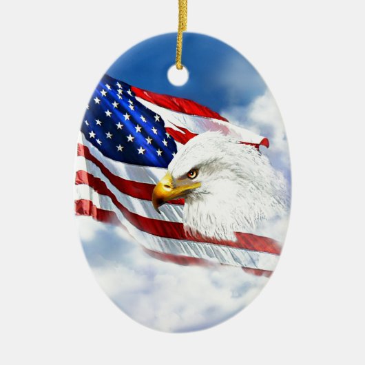 Eagle en Amerikaanse vlag Keramisch Ornament (Voorkant)