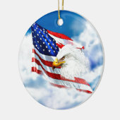 Eagle en Amerikaanse vlag Keramisch Ornament (Links)