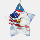 Eagle en Amerikaanse vlag Keramisch Ornament (Links)