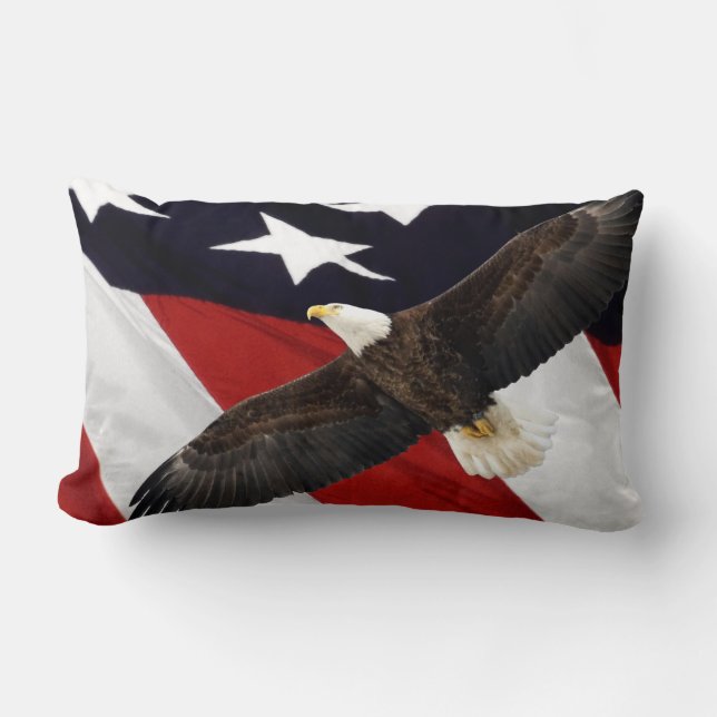 Eagle en Amerikaanse vlag Kussen (Voorkant)