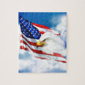 Eagle en Amerikaanse vlag Legpuzzel (Verticaal)