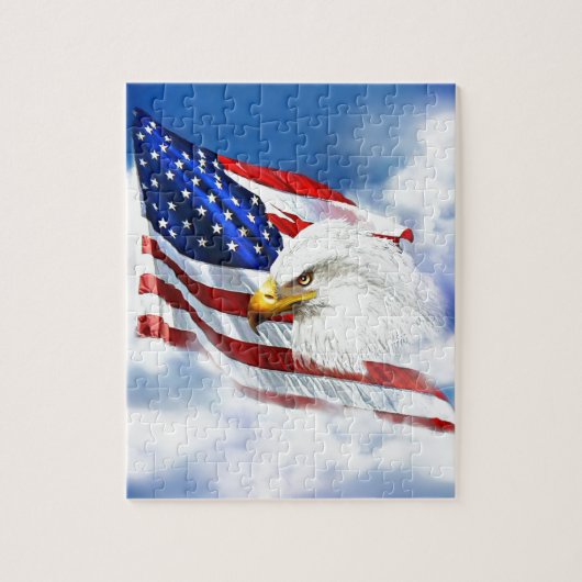 Eagle en Amerikaanse vlag Legpuzzel (Verticaal)