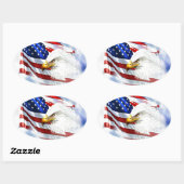 Eagle en Amerikaanse vlag Ovale Sticker (Vel)
