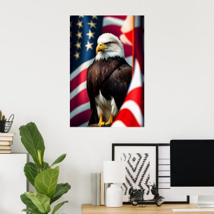 Eagle en Amerikaanse vlag Poster