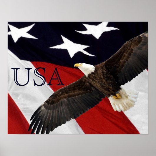 Eagle en Amerikaanse vlag Poster (Voorkant)