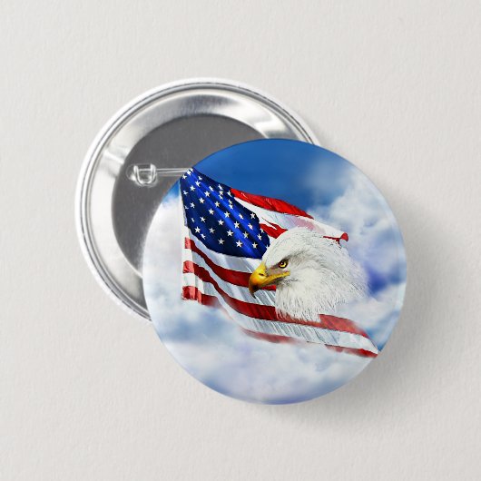 Eagle en Amerikaanse vlag Ronde Button 5,7 Cm (Voorkant /achterkant)