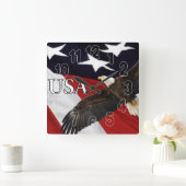 Eagle en Amerikaanse vlag Vierkante Klok (Huis)