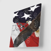Eagle en Amerikaanse vlag Vierkante Klok (Hoek)