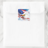 Eagle en Amerikaanse vlag Vierkante Sticker (Tas)