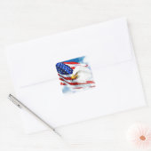 Eagle en Amerikaanse vlag Vierkante Sticker (Envelop)