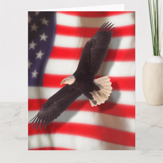 Eagle en Amerikaanse vlag Wenskaart Kaart (Voorkant)