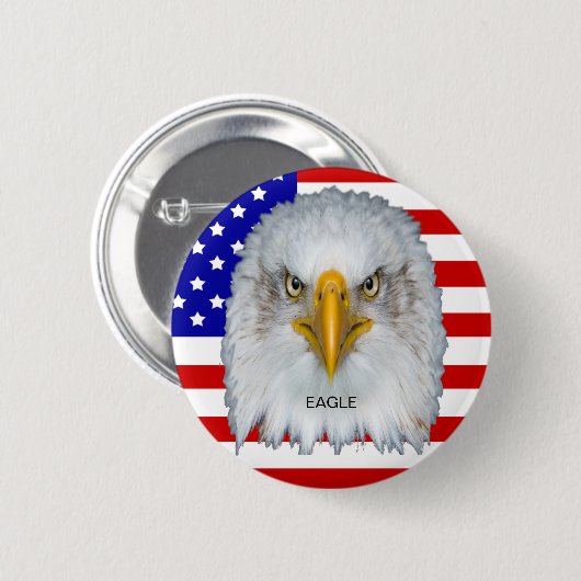 Eagle en Custom American Flag Ronde Button 5,7 Cm (Voorkant /achterkant)