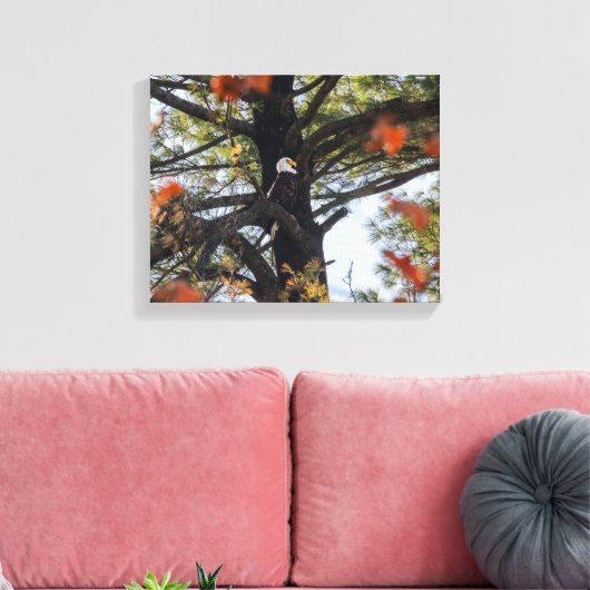 Eagle en Falling Leaves Canvas Afdruk (Insitu (Woonkamer))