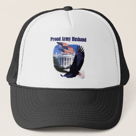 Eagle en Flags Proud Army Husband Trucker Pet (Voorkant)