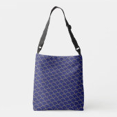 Eagle en lint op blauwe naadloze cirkels crossbody tas (Achterkant)