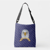 Eagle en lint op blauwe naadloze cirkels crossbody tas (Voorkant)