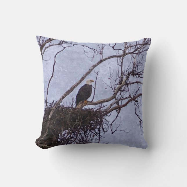 Eagle en Nest Painterly Kussen (Voorkant)
